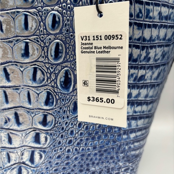 Brahmin Leather Large Tote Style Bag Coastal Blue Melbourne - Picture 7 of 16